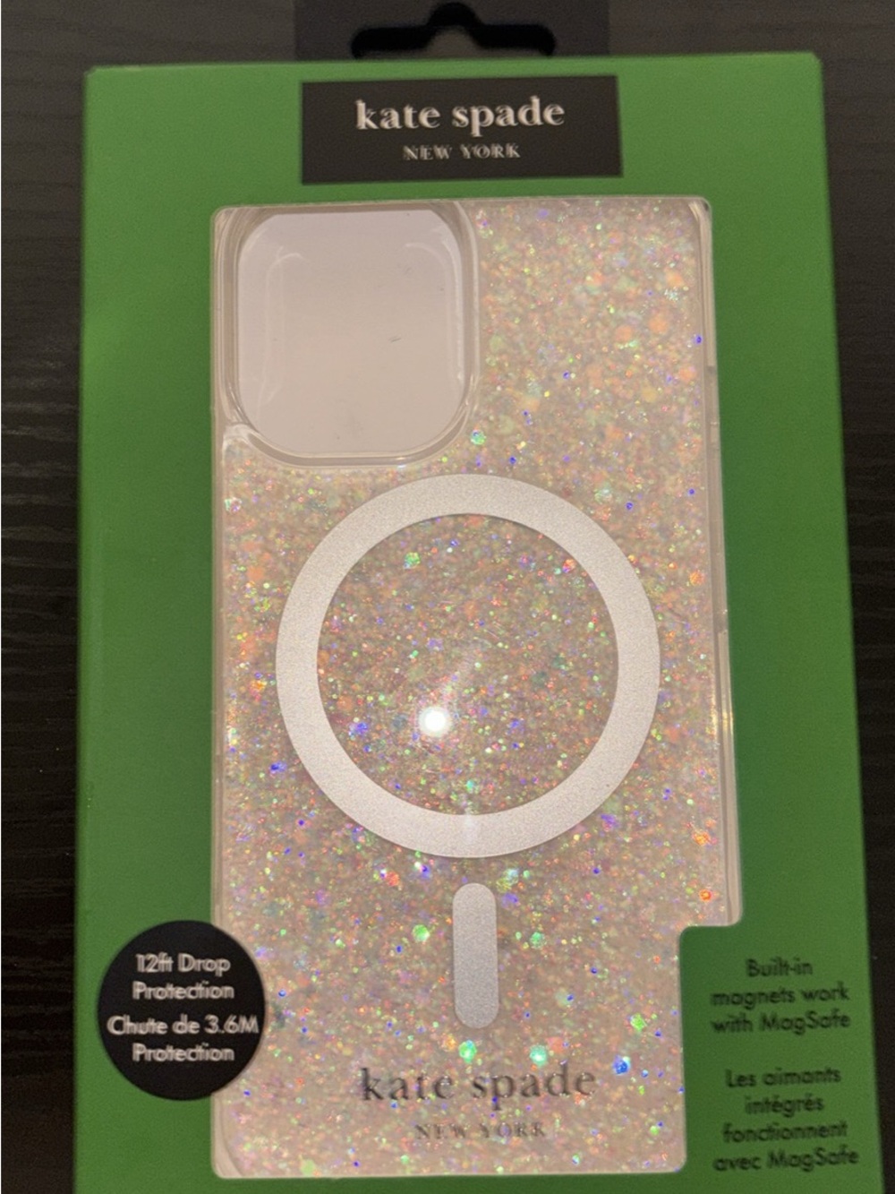 kate spade Iridescent Glitter MagSafe Phone Case - Sparkling White